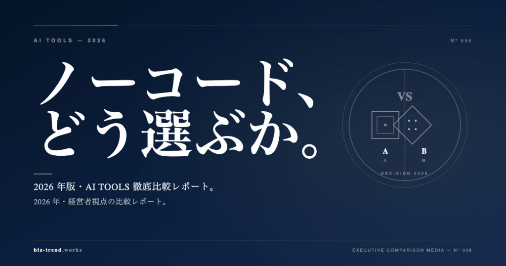ノーコードSaaS 4社比較2026|経営者視点の選び方