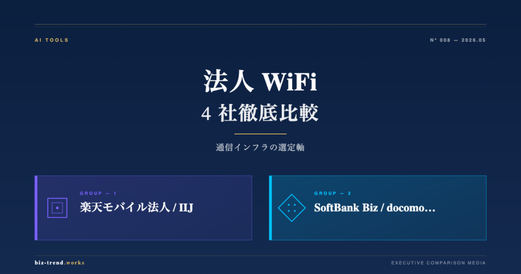 法人モバイル 4 社比較 2026|楽天・IIJ・SB・docomo