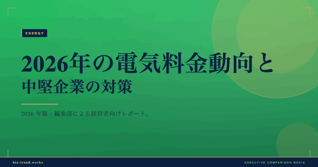 2026年の電気料金動向と中堅企業の対策|調達と省エネの組合せ